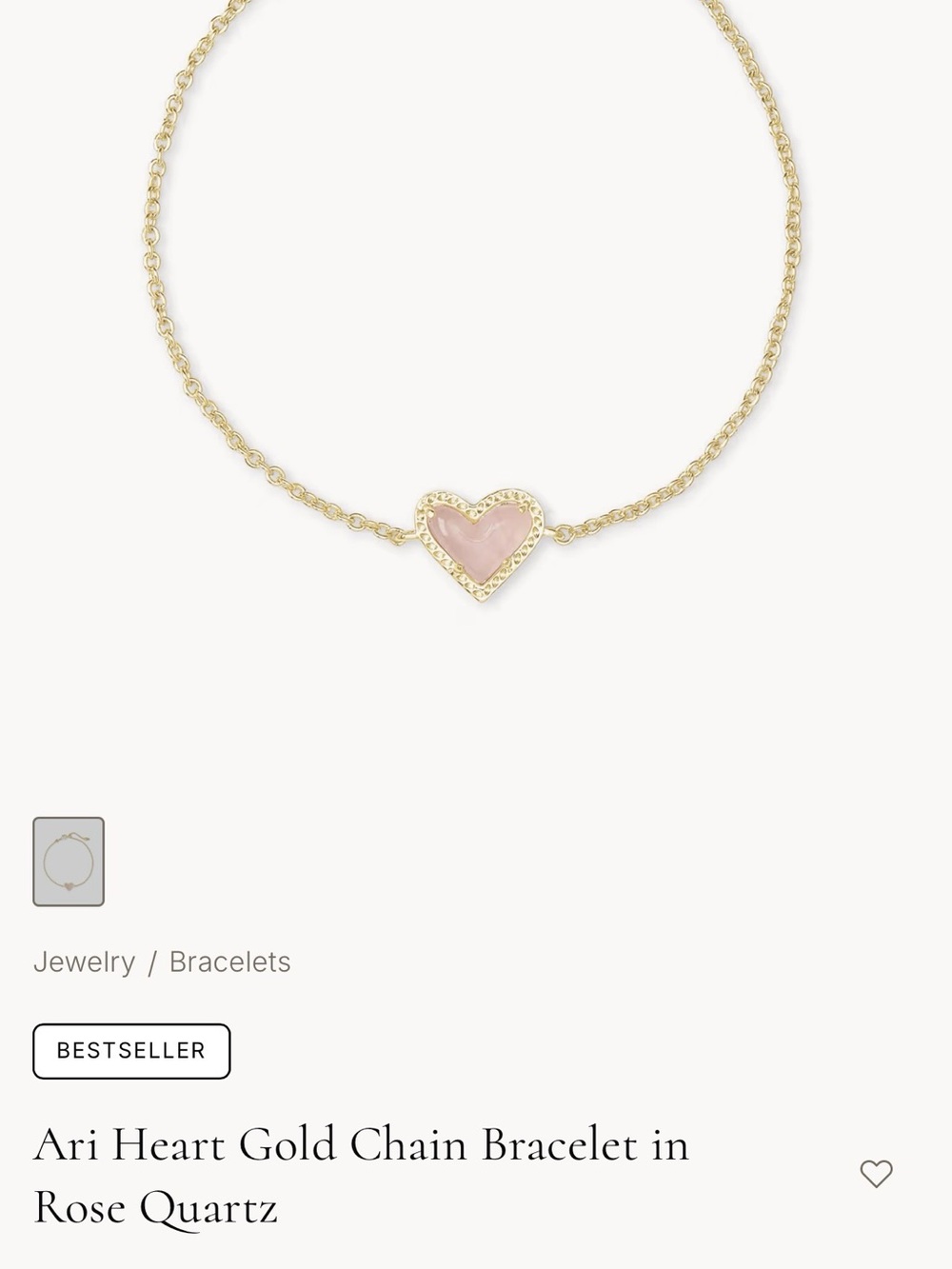 Kendra Scott Gold Bracelet with Pink Heart Center